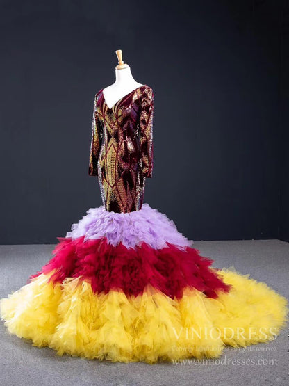 Haute Couture Mermaid Formal Dresses Multicolor Pageant Dress FD1177-prom dresses 2025 -Viniodress-As Picture-Custom Size-