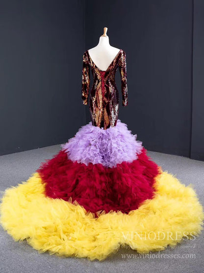 Haute Couture Mermaid Formal Dresses Multicolor Pageant Dress FD1177-prom dresses 2025 -Viniodress-As Picture-Custom Size-