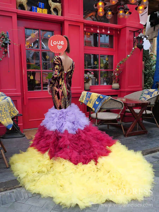 Haute Couture Mermaid Formal Dresses Multicolor Pageant Dress FD1177-prom dresses 2025 -Viniodress-As Picture-Custom Size-