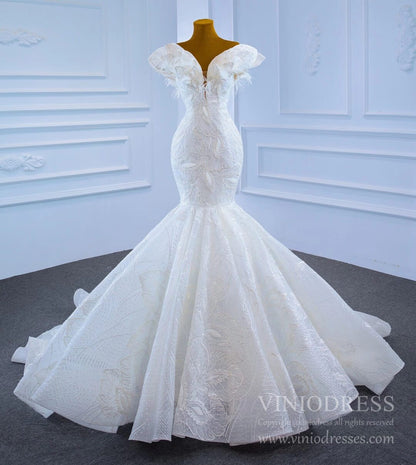 Haute Couture Mermaid Lace Wedding Dresses 2021 67230-wedding dresses 2025 -Viniodress-Ivory-Custom Size-