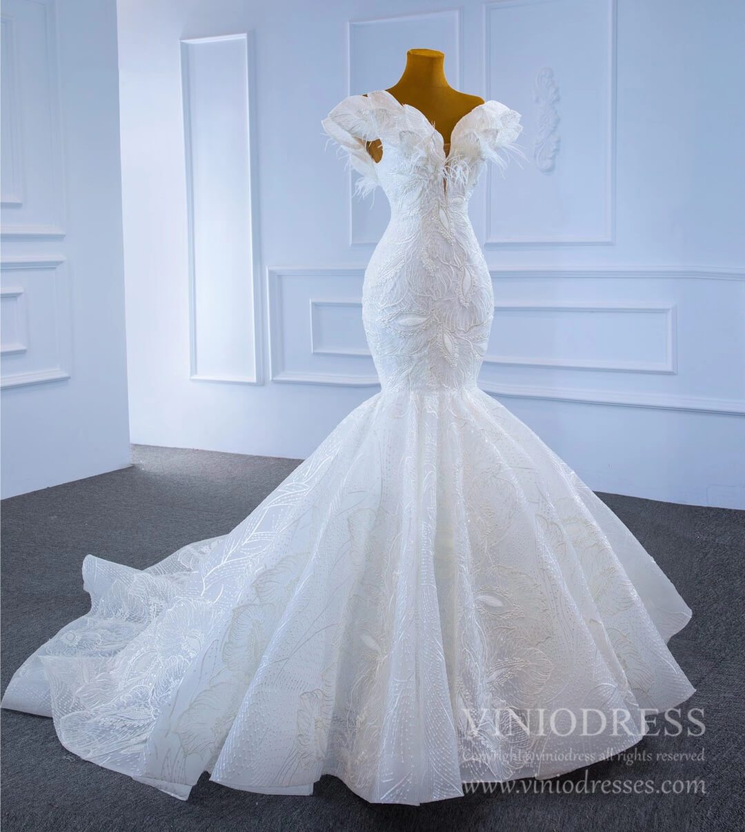 Haute Couture Mermaid Lace Wedding Dresses 2021 67230-wedding dresses 2025 -Viniodress-Ivory-Custom Size-