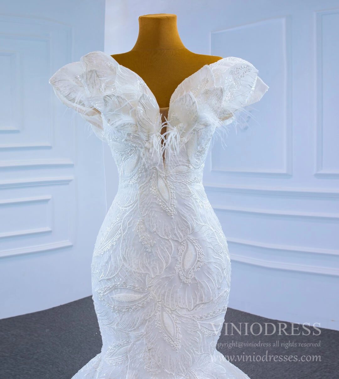 Haute Couture Mermaid Lace Wedding Dresses 2021 67230-wedding dresses 2025 -Viniodress-Ivory-Custom Size-