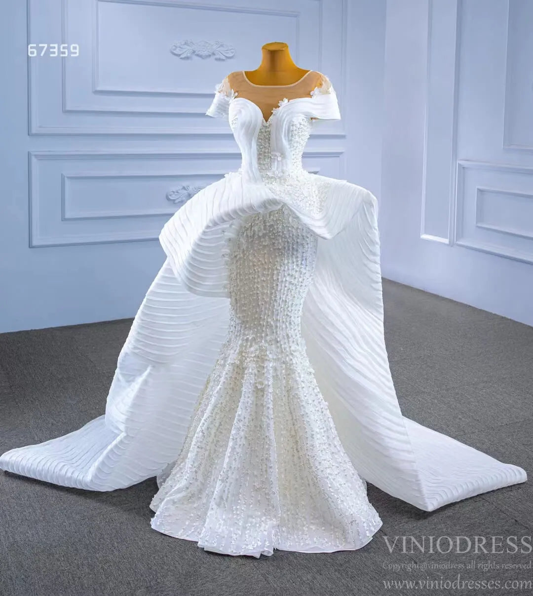 Haute Couture Mermaid Overskirt Wedding Dress 67359 Viniodress-wedding dresses 2025 -Viniodress-Ivory-Custom Size-