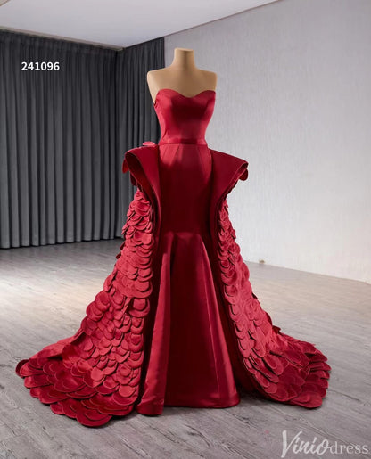 Haute Couture Red Mermaid Wedding Dresses Tiered Petal Pageant Gown 241096-Prom Dresses 2025 -Viniodress-Red-Custom Size-