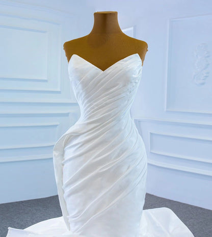Haute Couture Ruffle Mermaid Wedding Dresses Strapless Rosette Dress 67221-wedding dresses 2025 -Viniodress-Ivory-Custom Size-