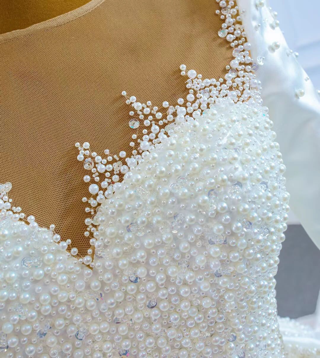 Haute Couture Satin Ball Gown Wedding Dress with Sleeves 67259-wedding dresses 2025 -Viniodress-As Picture-Custom Size-