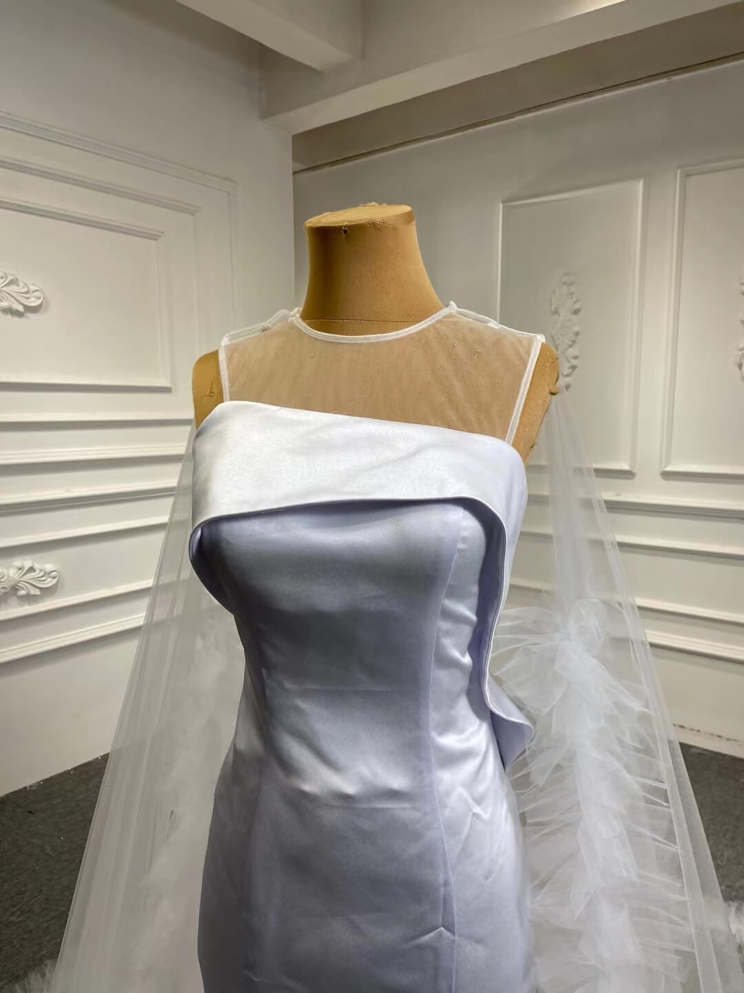 Haute Couture Satin Mermaid Wedding Dresses with Cape 67090-wedding dresses 2025 -Viniodress-Ivory-Custom Size-