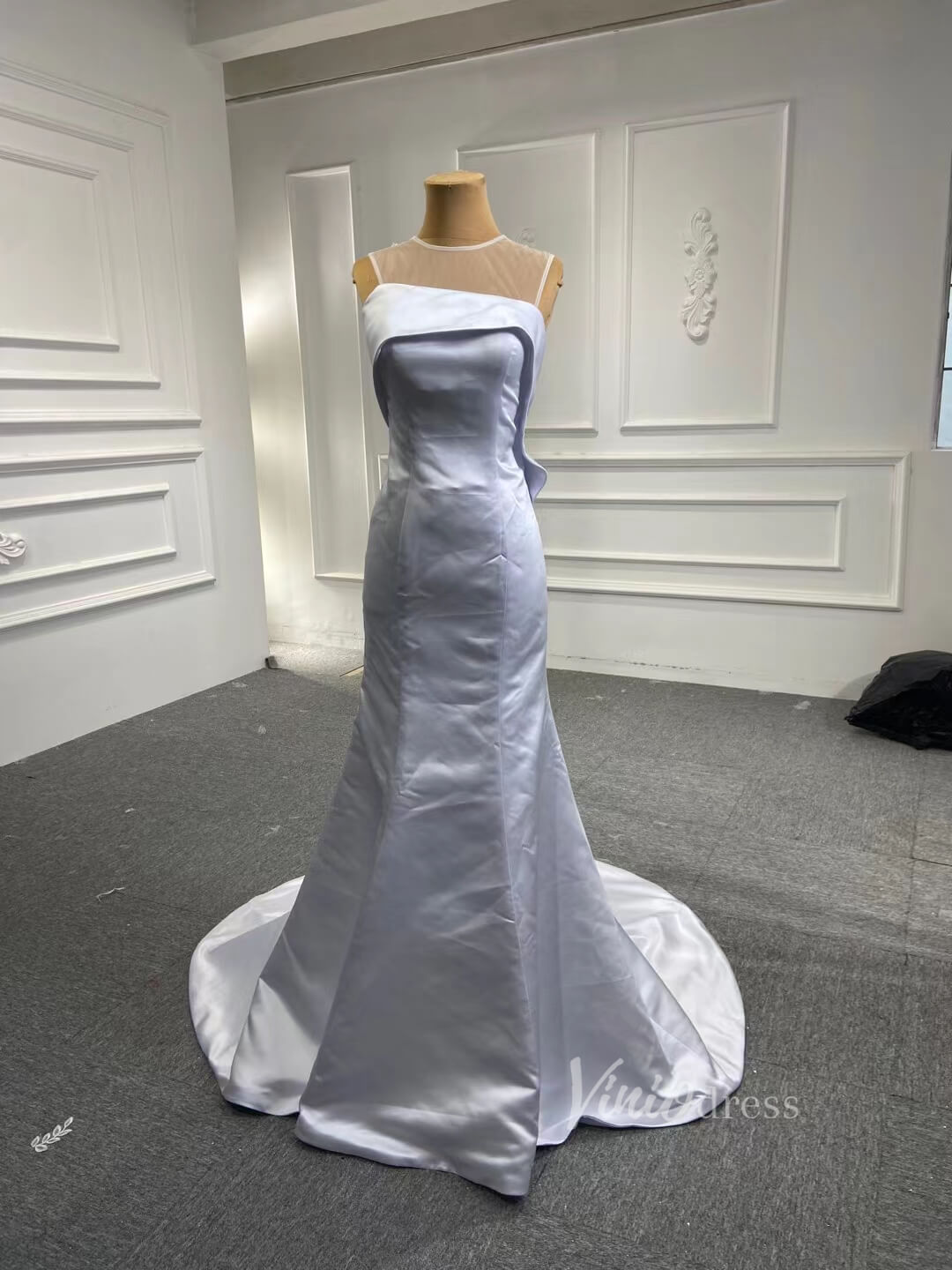 Haute Couture Satin Mermaid Wedding Dresses with Cape 67090-wedding dresses 2025 -Viniodress-Ivory-Custom Size-