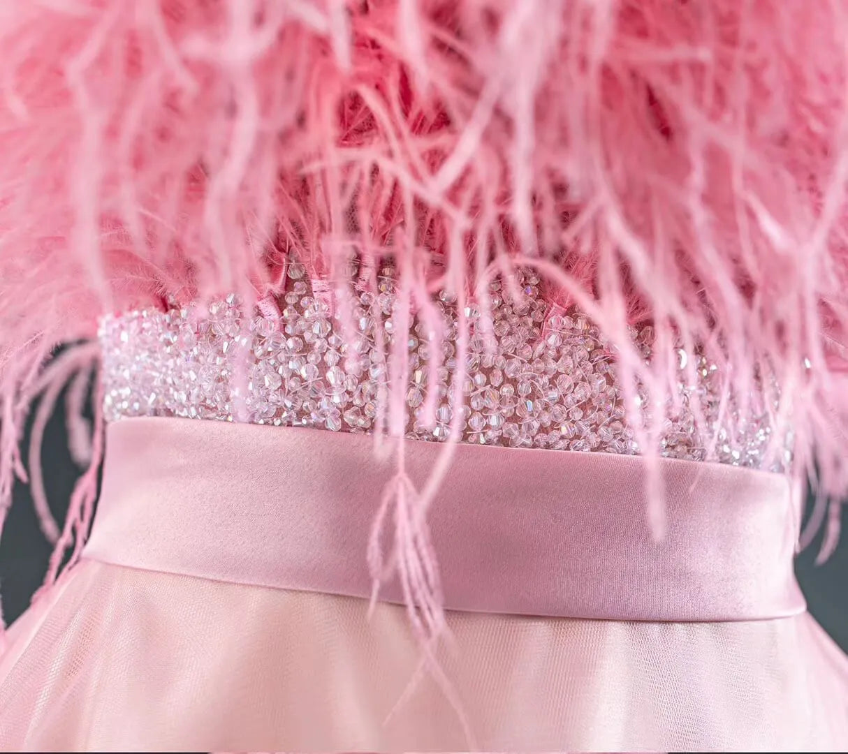 Haute Couture Tiered Wedding Dresses Rose Pink Feather Prom Dress FD2417 viniodress-prom dresses 2025 -Viniodress-Rose Pink-Custom Size-