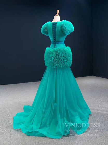 Haute Couture TurquoiseFromal Dresses Ruffle Prom Dress FD2435 viniodress-prom dresses 2025 -Viniodress-As Picture-Custom Size-