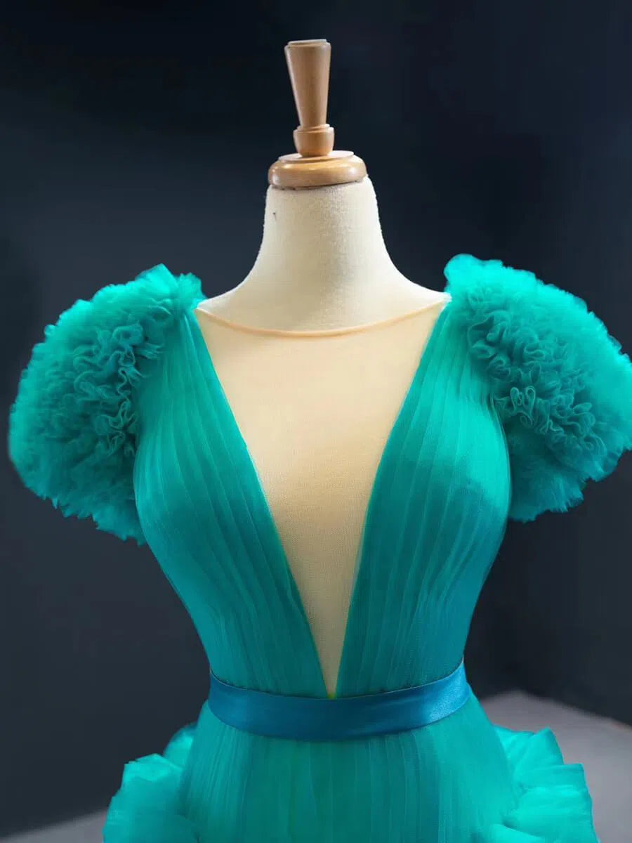 Haute Couture TurquoiseFromal Dresses Ruffle Prom Dress FD2435 viniodress-prom dresses 2025 -Viniodress-As Picture-Custom Size-