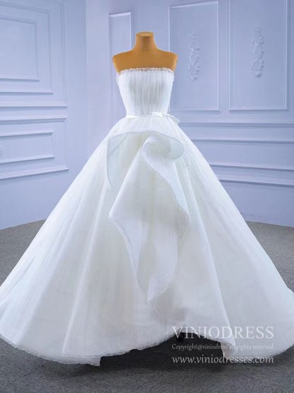 Haute Couture Wedding Gown Strapless Tulle Wedding Dresses 67302-wedding dresses 2025 -Viniodress-Ivory-Custom Size-