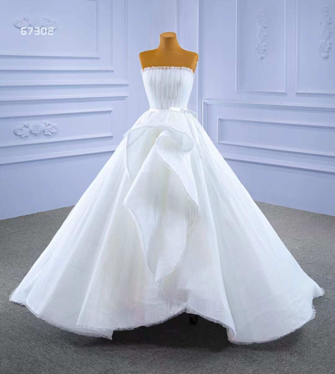 Haute Couture Wedding Gown Strapless Tulle Wedding Dresses 67302-wedding dresses 2025 -Viniodress-Ivory-Custom Size-