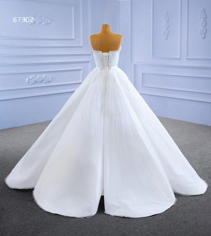 Haute Couture Wedding Gown Strapless Tulle Wedding Dresses 67302-wedding dresses 2025 -Viniodress-Ivory-Custom Size-