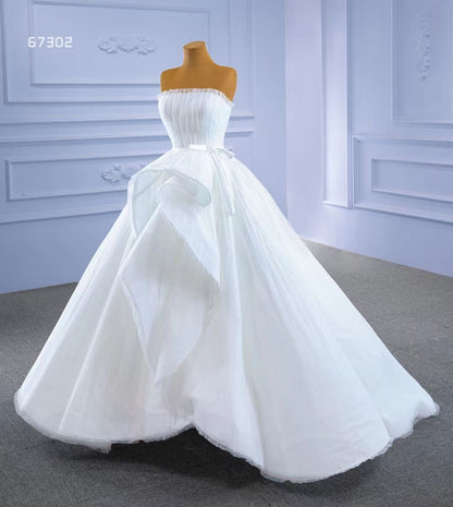 Haute Couture Wedding Gown Strapless Tulle Wedding Dresses 67302-wedding dresses 2025 -Viniodress-Ivory-Custom Size-