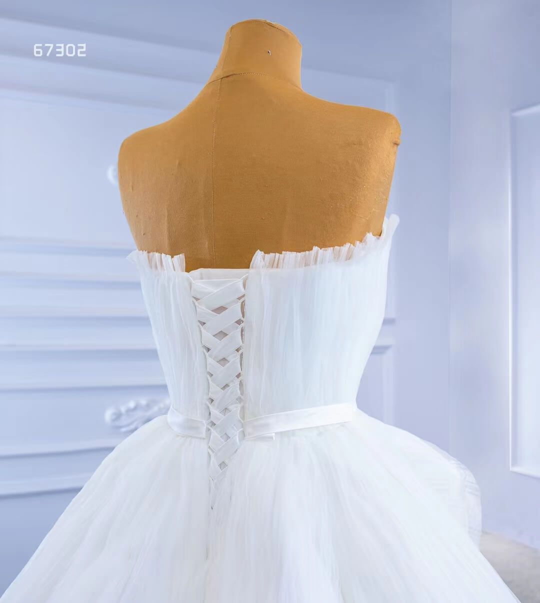 Haute Couture Wedding Gown Strapless Tulle Wedding Dresses 67302-wedding dresses 2025 -Viniodress-Ivory-Custom Size-