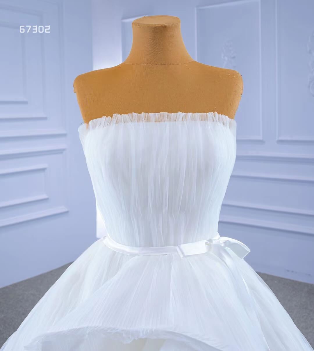 Haute Couture Wedding Gown Strapless Tulle Wedding Dresses 67302-wedding dresses 2025 -Viniodress-Ivory-Custom Size-