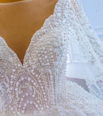 Haute Couture Wedding Gowns Watteau Train Wedding Dresses 67228-wedding dresses 2025 -Viniodress-Ivory-Custom Size-