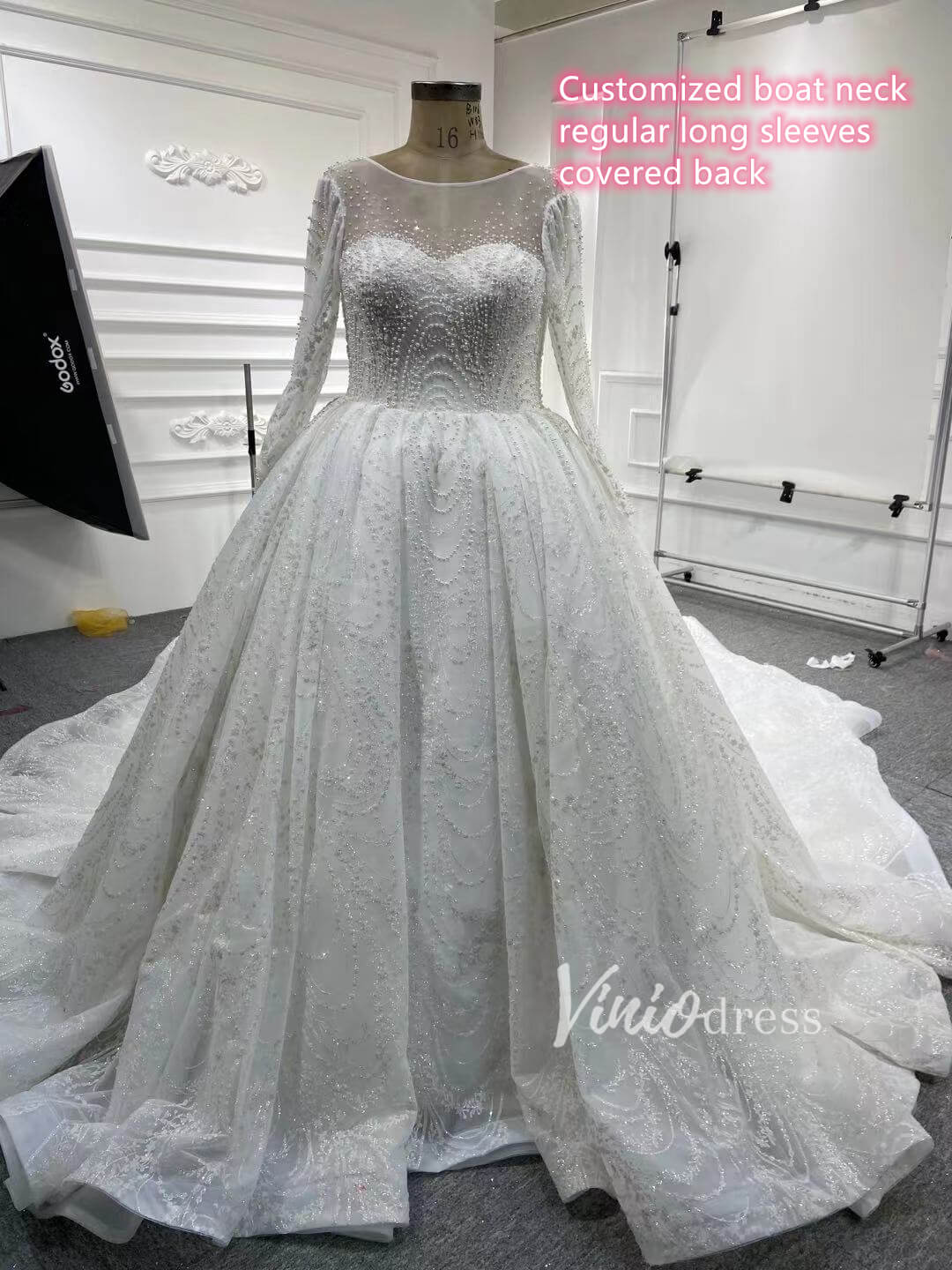 Haute Couture Wedding Gowns Watteau Train Wedding Dresses 67228-wedding dresses 2025 -Viniodress-Ivory-Custom Size-