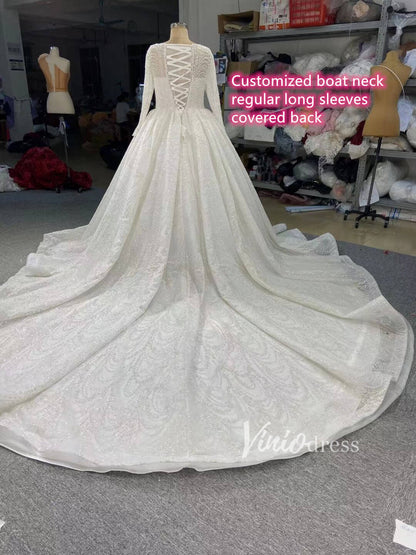 Haute Couture Wedding Gowns Watteau Train Wedding Dresses 67228-wedding dresses 2025 -Viniodress-Ivory-Custom Size-