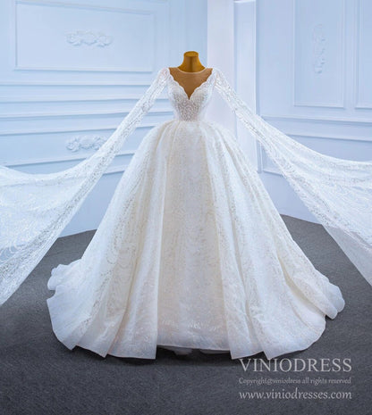 Haute Couture Wedding Gowns Watteau Train Wedding Dresses 67228-wedding dresses 2025 -Viniodress-Ivory-Custom Size-