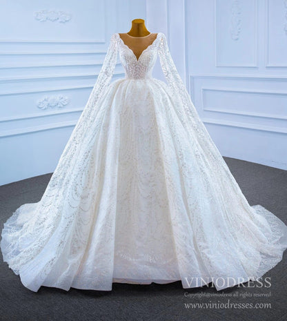 Haute Couture Wedding Gowns Watteau Train Wedding Dresses 67228-wedding dresses 2025 -Viniodress-Ivory-Custom Size-