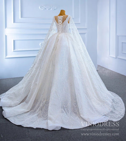 Haute Couture Wedding Gowns Watteau Train Wedding Dresses 67228-wedding dresses 2025 -Viniodress-Ivory-Custom Size-