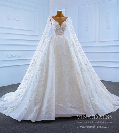 Haute Couture Wedding Gowns Watteau Train Wedding Dresses 67228-wedding dresses 2025 -Viniodress-Ivory-Custom Size-