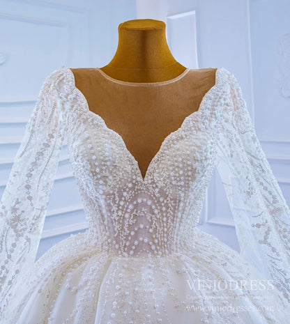 Haute Couture Wedding Gowns Watteau Train Wedding Dresses 67228-wedding dresses 2025 -Viniodress-Ivory-Custom Size-