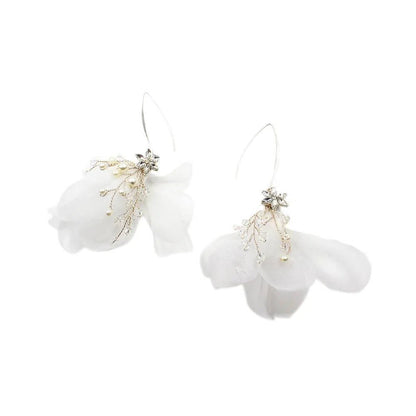 Headpiece Set Organza Flower Bridal Comb and Earrings AC1209-Headpieces 2025 -Viniodress-Earrings-