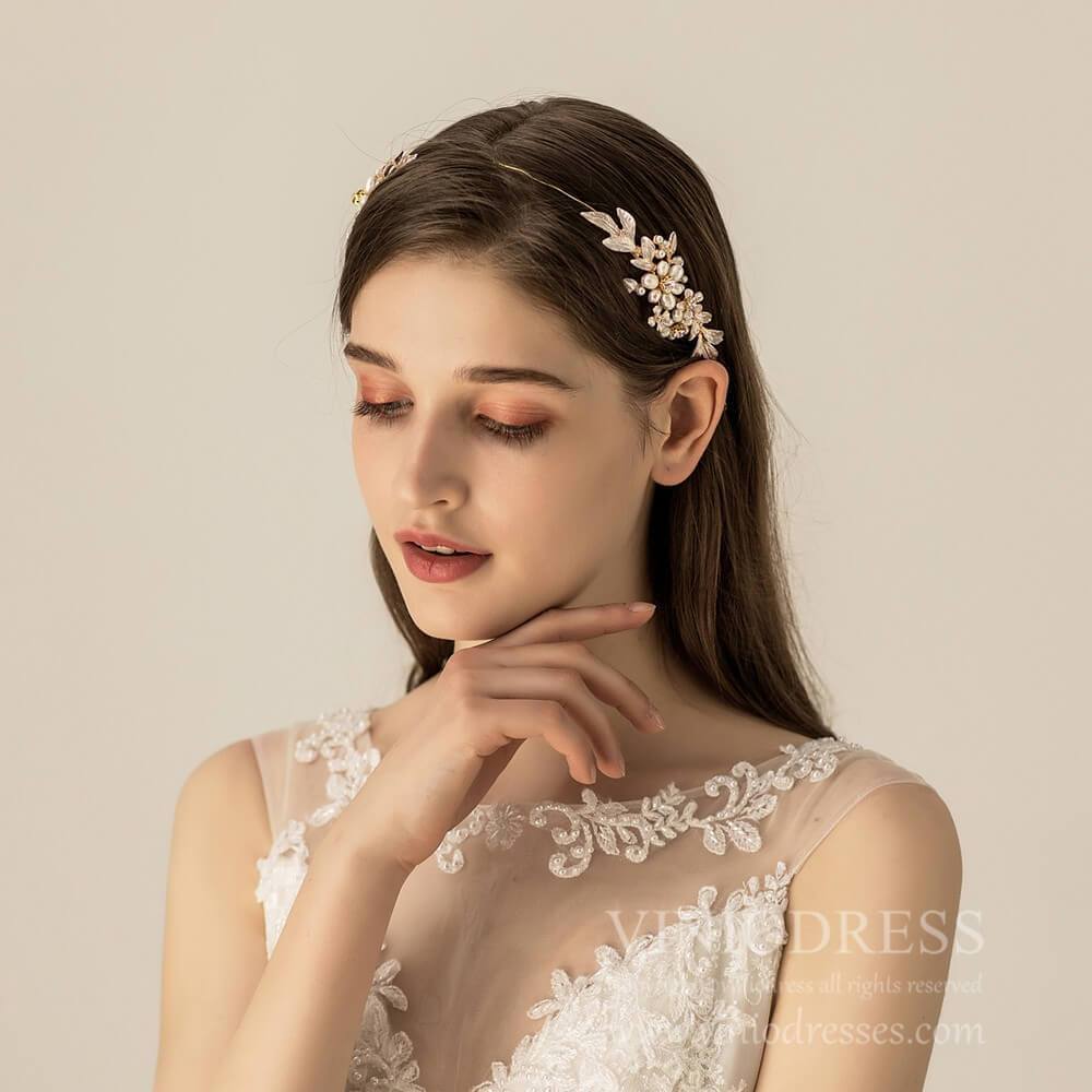 Classy Leaf and Pearl Headband AC1196-Headpieces-Viniodress-Headband-Viniodress