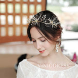 Fairy Gold Bridal Headband with Crystals AC1078-Headpieces-Viniodress-Gold-Viniodress