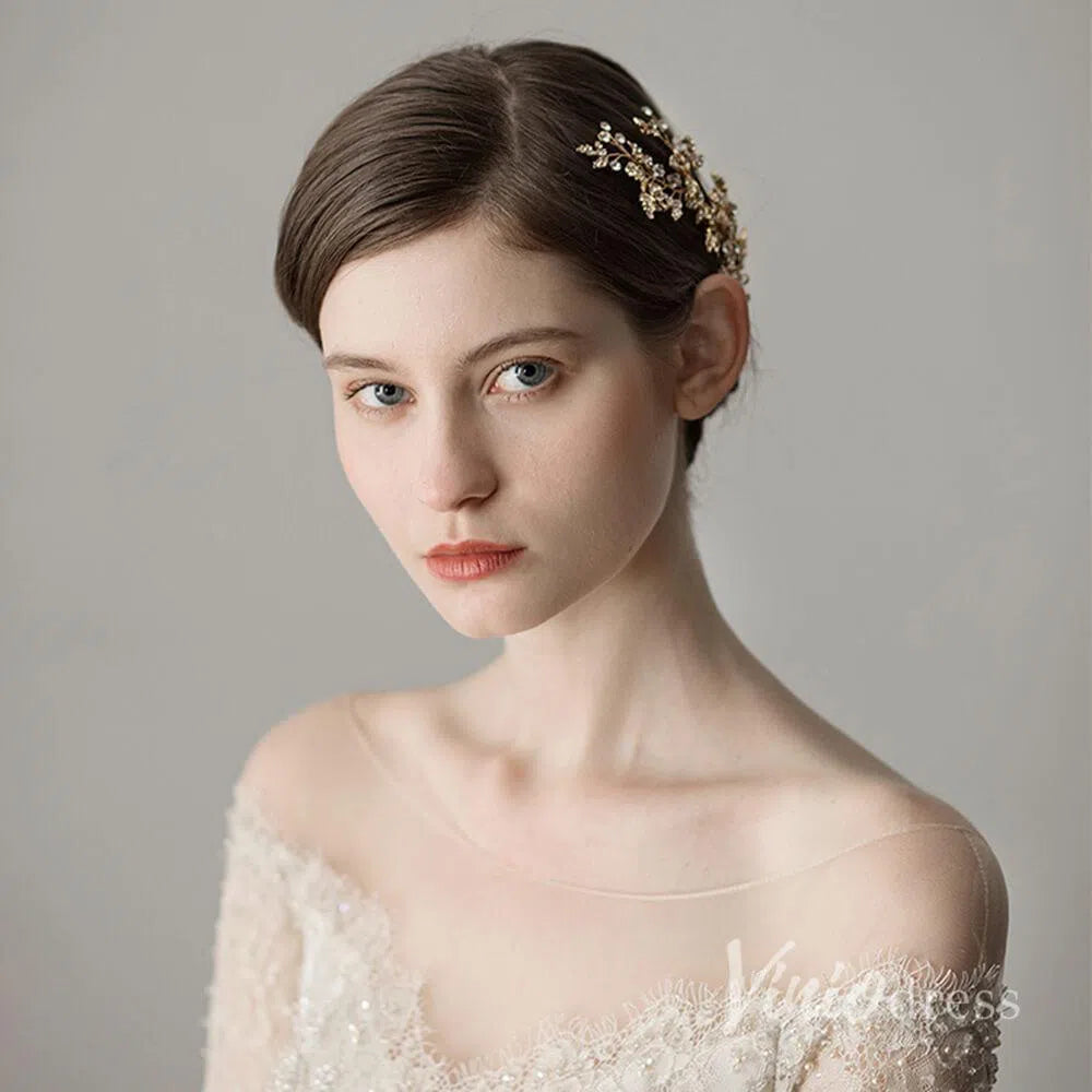 Gold Bridal Hair clips Viniodress ACC1128-Headpieces-Viniodress-Gold-Viniodress