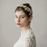 Gold Crystal and Pearl Headpiece Headband ACC1119-Headpieces-Viniodress-Gold-Viniodress