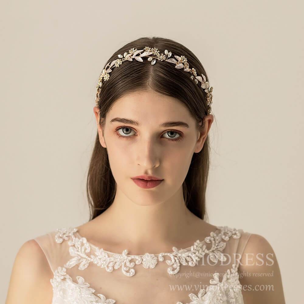 Metal Leaf Bridal Headband AC1197-Headpieces-Viniodress-Headband-Viniodress