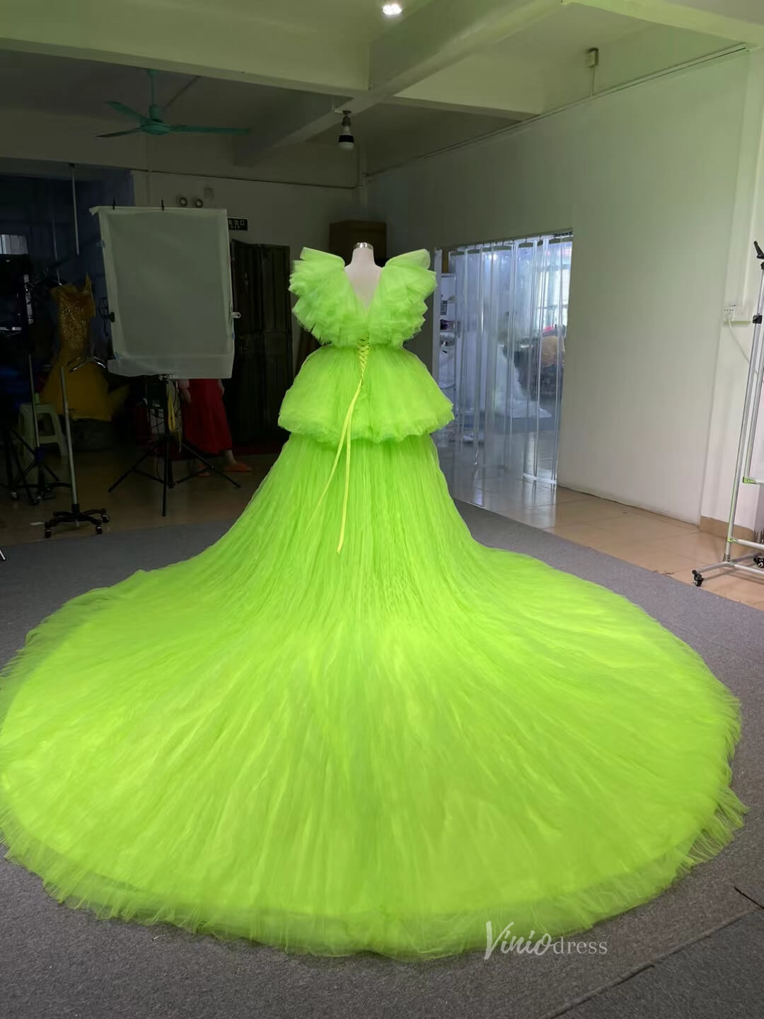 High Low Tiered Pink Pageant Dresses Ruffled Prom Gown 222131-wedding dresses 2025 -Viniodress-Pink-Custom Size-