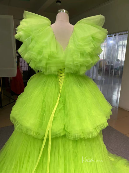 High Low Tiered Pink Pageant Dresses Ruffled Prom Gown 222131-wedding dresses 2025 -Viniodress-Pink-Custom Size-