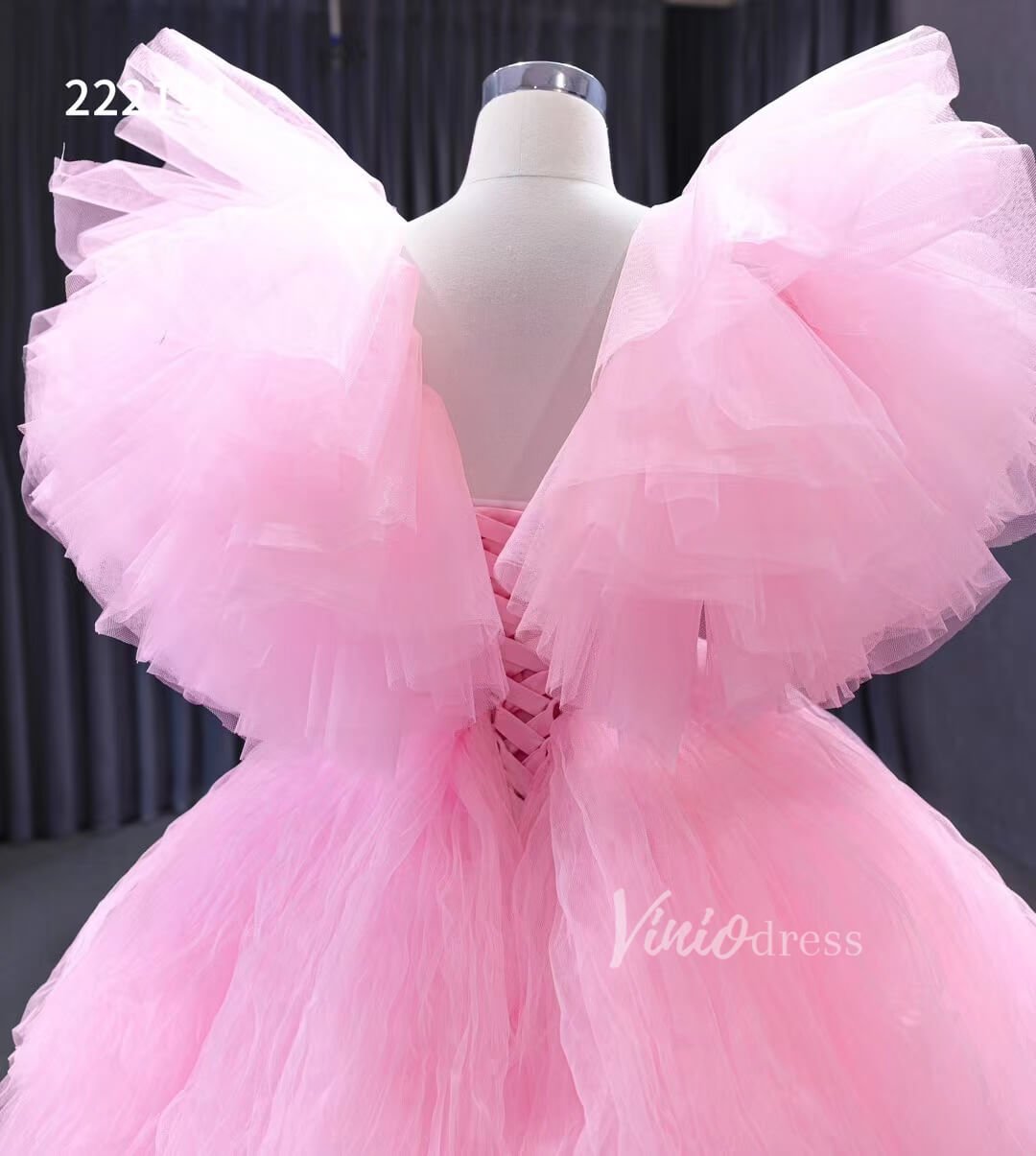 High Low Tiered Pink Pageant Dresses Ruffled Prom Gown 222131-wedding dresses 2025 -Viniodress-Pink-Custom Size-