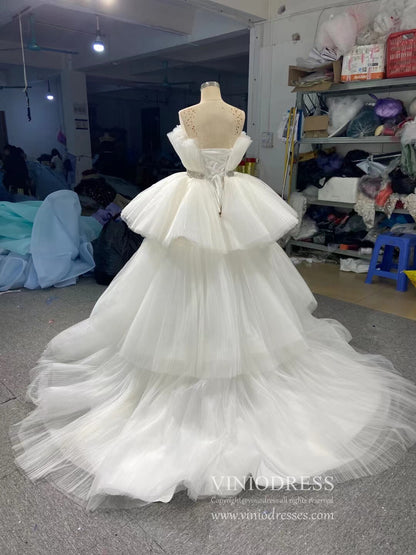 High Low Tulle Prom Dress Burgundy Ruffle Pageant Gown 222141-prom dresses 2025 -Viniodress-Burgundy-Custom Size-