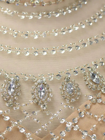 High Neck Beaded Champagne Prom Dresses FD1439-Evening Dresses 2025 -Viniodress-Gold-Custom Size-