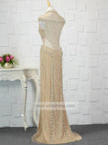 Prom Dress 2025 High Neck Beaded Champagne Prom Dresses FD1439-unique prom dresses-Gold-Custom Size-Viniodress