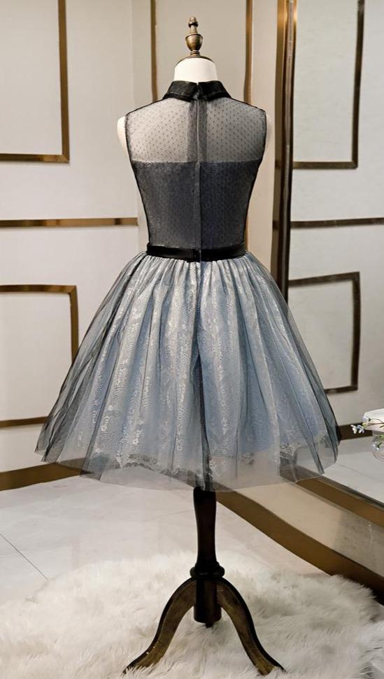 High Neck Black Light Blue Lace Homecoming Dresses Beaded SD1371 Viniodress High Neck Black Light Blue Lace Homecoming Dresses Beaded SD1371 Viniodress