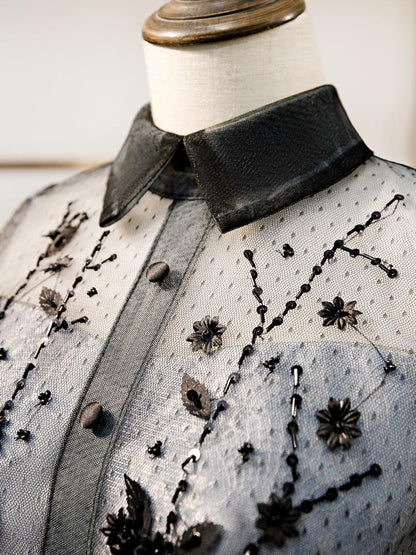 High Neck Black Light Blue Lace Homecoming Dresses Beaded SD1371-Homecoming Dresses 2025 -VINIODRESS-US2-Black-