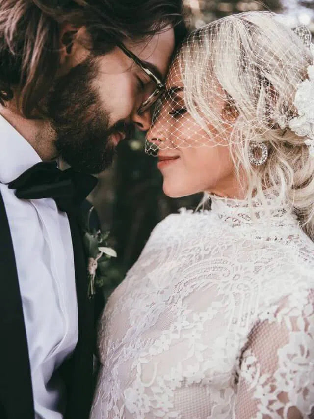 High Neck Bohemian Wedding Dresses with Sleeves, Open Back VW1104-wedding dresses 2025 -Viniodress-Nude-Custom Size-