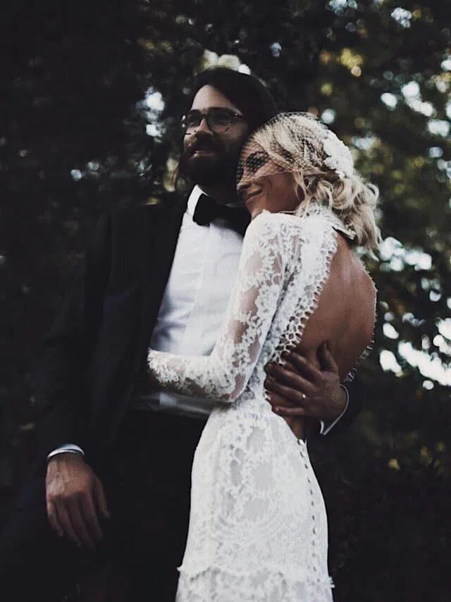 High Neck Boho Wedding Dresses Lace Bohemian Wedding Dress VW1104-wedding dresses-Viniodress-Viniodress