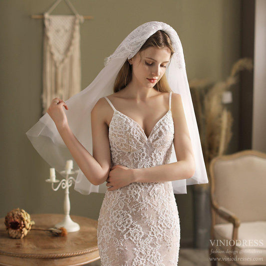 Hip Length Bridal Veil VINIODRESS-Accessories 2025 -Viniodress-Ivory-