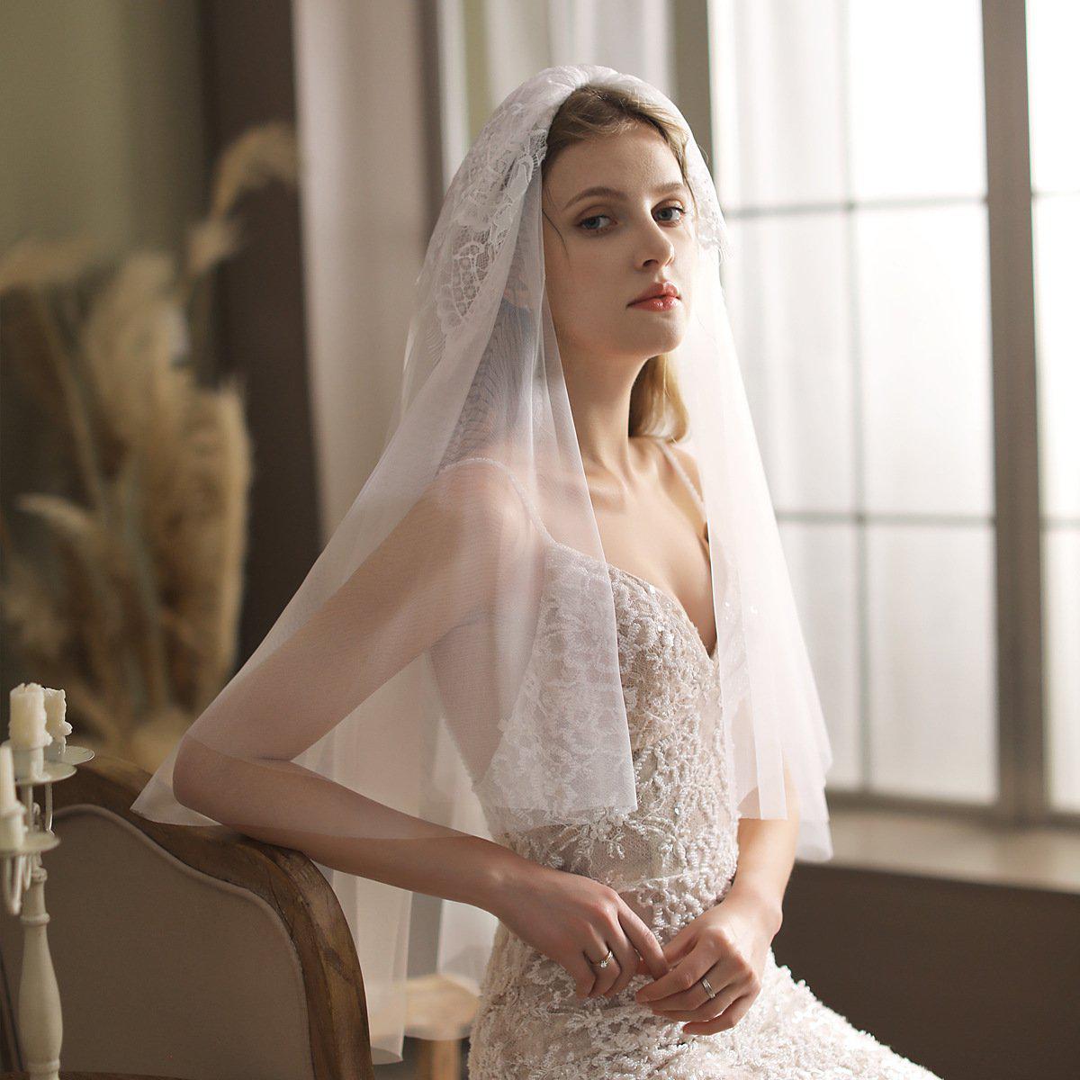 Hip Length Bridal Veil VINIODRESS-Accessories 2025 -Viniodress-Ivory-