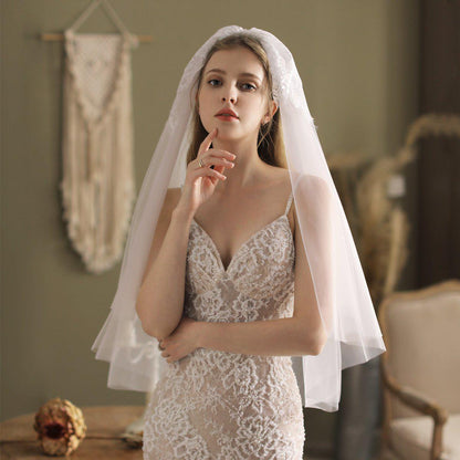 Hip Length Bridal Veil VINIODRESS-Accessories 2025 -Viniodress-Ivory-