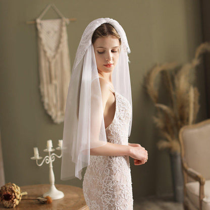 Hip Length Bridal Veil VINIODRESS-Accessories 2025 -Viniodress-Ivory-