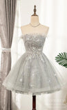 Beaded Gray Feather Homecoming Dresses SD1388 VINIODRESS-Homecoming Dresses-VINIODRESS-US2-Grey-Viniodress